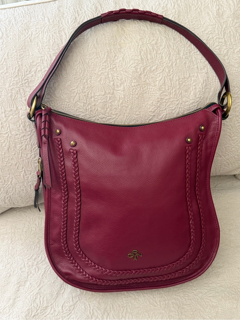 orYANY Burgundy Shoulder Bag with Curved Silhouette